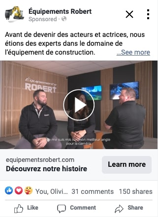 publicité équipements robert construction, excavation et paysagement