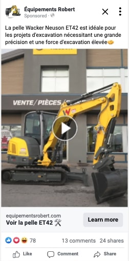 publicité équipements robert construction, excavation et paysagement